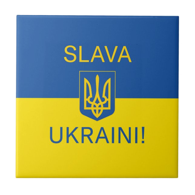 Slava Ukraini glory Ukraine war peace symbol patri Tile (Front)