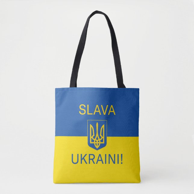 Slava Ukraini glory Ukraine war peace symbol patri Tote Bag (Front)