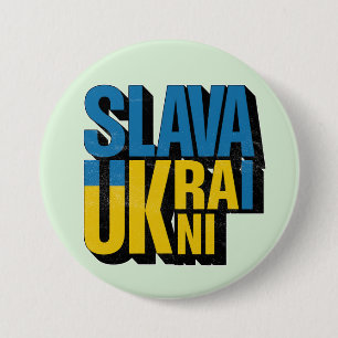 Slava Ukraini Graphic, Ukrainian Pride Design 7.5 Cm Round Badge