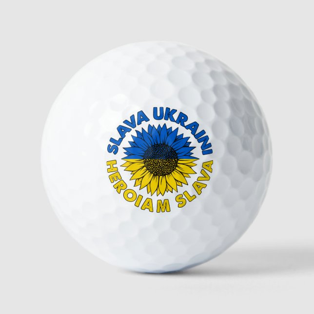 Slava Ukraini Heroiam slava sunflower Ukraine flag Golf Balls (Front)