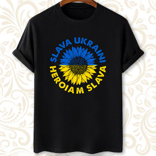 Slava Ukraini Heroiam slava sunflower Ukraine flag T-Shirt