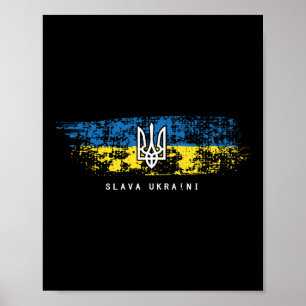 Slava Ukraini Shirt Ukrainian Flag Ukraine Tryzub  Poster