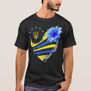 Slava Ukraini Sunflower Ukrainian Flag I Stand Wit T-Shirt