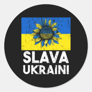 Slava Ukraini Sunflower Vintage Stand With Ukraine Classic Round Sticker