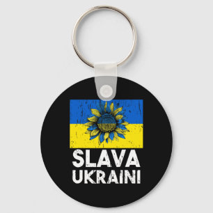 Slava Ukraini Sunflower Vintage Stand With Ukraine Key Ring