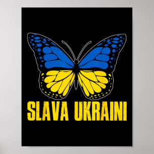 Slava Ukraini Support Ukraine Retro Ukrainian Flag Poster