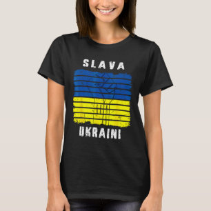 Slava Ukraini Support Ukraine Vintage Ukrainian Fl T-Shirt