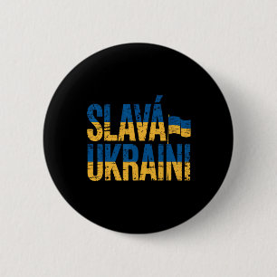Slava Ukraini Ukraine Flag Colors Distressed Retro 6 Cm Round Badge