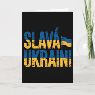 Slava Ukraini Ukraine Flag Colors Distressed Retro Card
