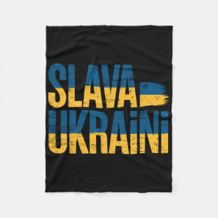 Slava Ukraini Ukraine Flag Colors Distressed Retro Fleece Blanket