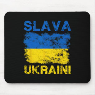 Slava Ukraini Ukraine Flag Colors Distressed Retro Mouse Mat