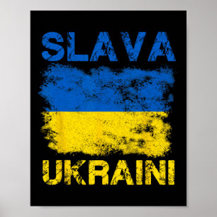Slava Ukraini Ukraine Flag Colors Distressed Retro Poster