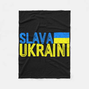 Slava Ukraini Ukraine Flag Colors Distressed Slava Fleece Blanket