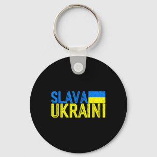 Slava Ukraini Ukraine Flag Colors Distressed Slava Key Ring
