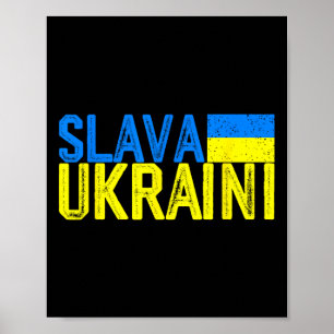 Slava Ukraini Ukraine Flag Colors Distressed Slava Poster