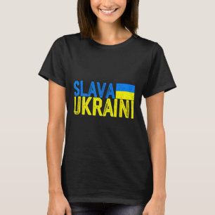 Slava Ukraini Ukraine Flag Colors Distressed Slava T-Shirt