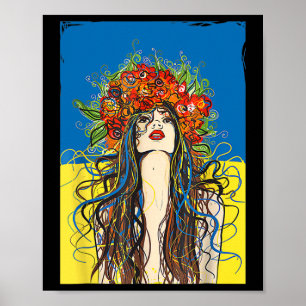 Slava Ukraini Ukraine Flowers Ukrainian Patriotic Poster