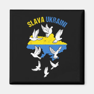 Slava Ukraini Ukraine Map Flag Doves Of Peace Free Magnet