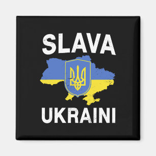 Slava Ukraini Ukraine Map Support Ukrainian Pride Magnet