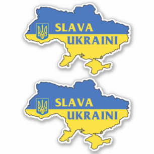 Slava Ukraini Ukraine Ukrainian flag map Sticker