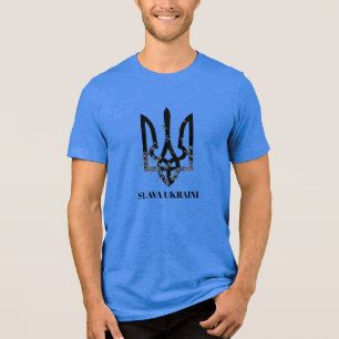 SLAVA UKRAINI. Ukrainian Coat of Arms. T-Shirt Tri-Blend Shirt