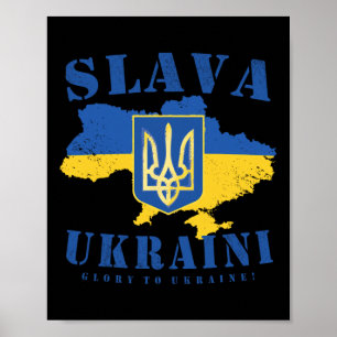 Slava Ukraini Ukrainian Tryzub Flag Glory To Ukrai Poster