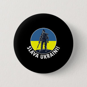 Slava Ukraini With Ukraine Flag Colors And Ukraine 6 Cm Round Badge