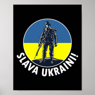 Slava Ukraini With Ukraine Flag Colors And Ukraine Poster