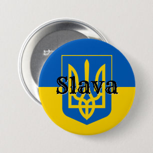 Slava Ukrainian Trident 7.5 Cm Round Badge