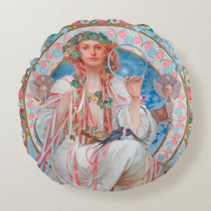 Slavia, Alphonse Mucha Throw Pillow