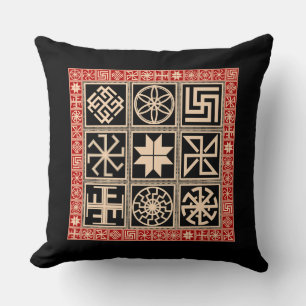 Slavic Amulet Signs Throw Pillow