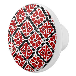 Slavic Ethnic Embroidery, Balkan Traditional Ceramic Knob