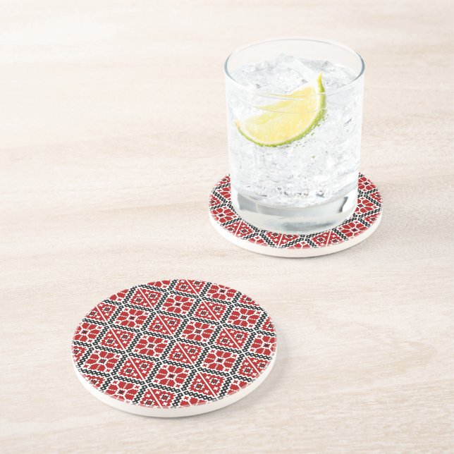 Slavic Ethnic Embroidery, Balkan Traditional Coaster (Side)