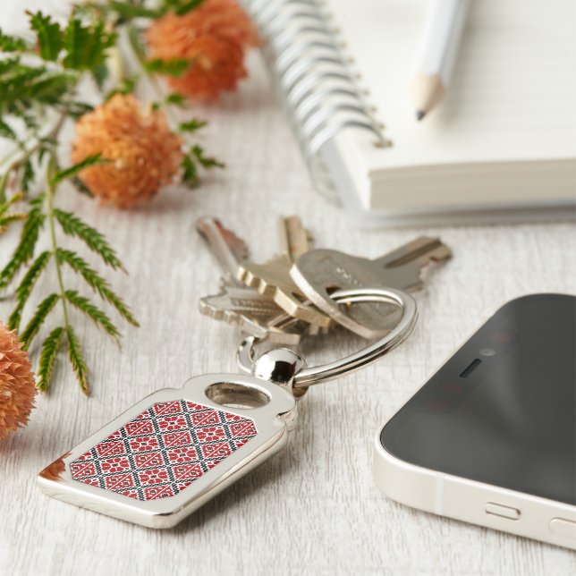 Slavic Ethnic Embroidery, Balkan Traditional Key Ring (Side)