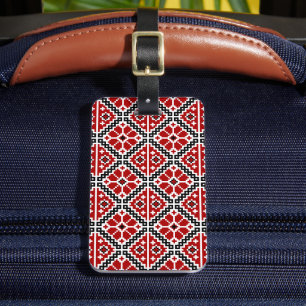 Slavic Ethnic Embroidery, Balkan Traditional Luggage Tag