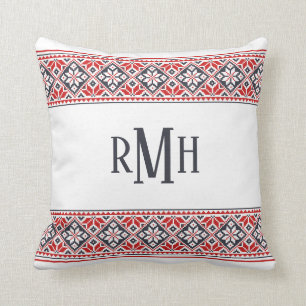 Slavic Folk Art   Poinsettia Pattern Cushion
