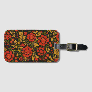 Slavic national decorative floral pattern luggage tag