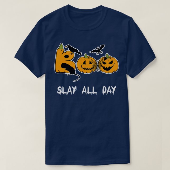 Slay all day  Funny Halloween Tee Scary Witch Part (Design Front)
