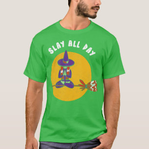 Slay all day Halloween Witch Funny Party Tee Scar