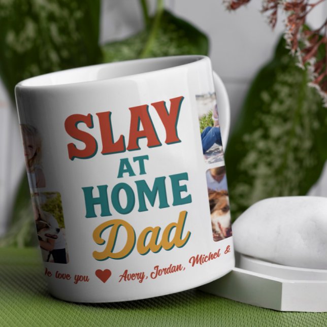 Slay at Home Dad Personalised 8 Photo Collage Coffee Mug (Creator Uploaded)
