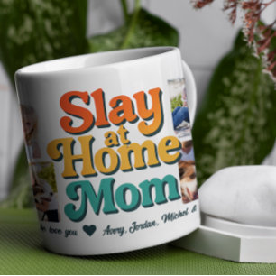 Slay at Home Mom Personalized 8 Photo Collage Coffee Mug