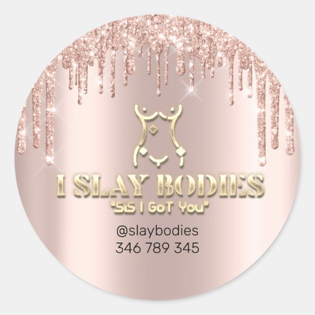 Slay Bodies Logo Cosmetic Sculpting Rose Gold Classic Round Sticker (Front)