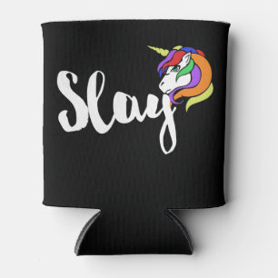 Slay retro rainbow unicorn can cooler