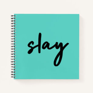 Slay   Trendy Stylish Modern Minimalist Cyan Green Notebook