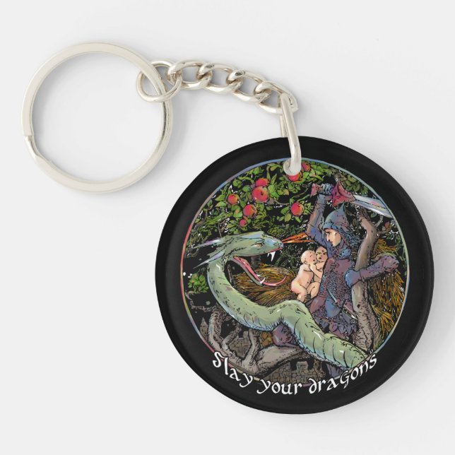 Slay your dragon. Jordan Peterson Personalise Key Ring (Front)