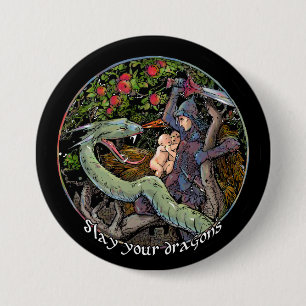 Slay your dragons, Gift for Jordan Peterson fans. 7.5 Cm Round Badge
