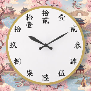 Slayer-Style Kanji Calligraphy Numeral Wall Clock