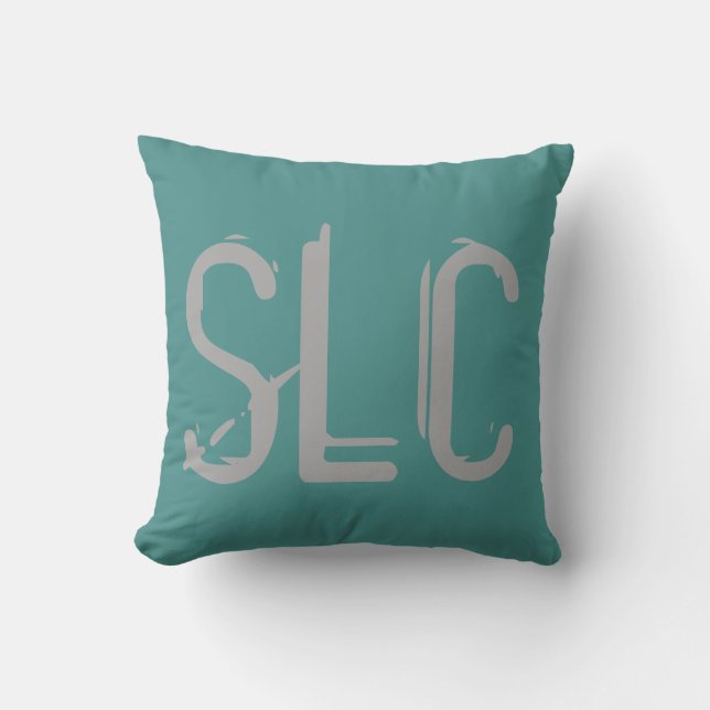 SLC Airport Grunge Typography Cushion (Front)