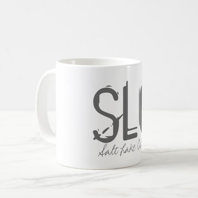 SLC Salt Lake City Airport Typography Coffee Mug (Front Left)