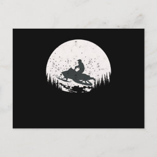Sled Across The Moon Snowmobile Design Postcard
